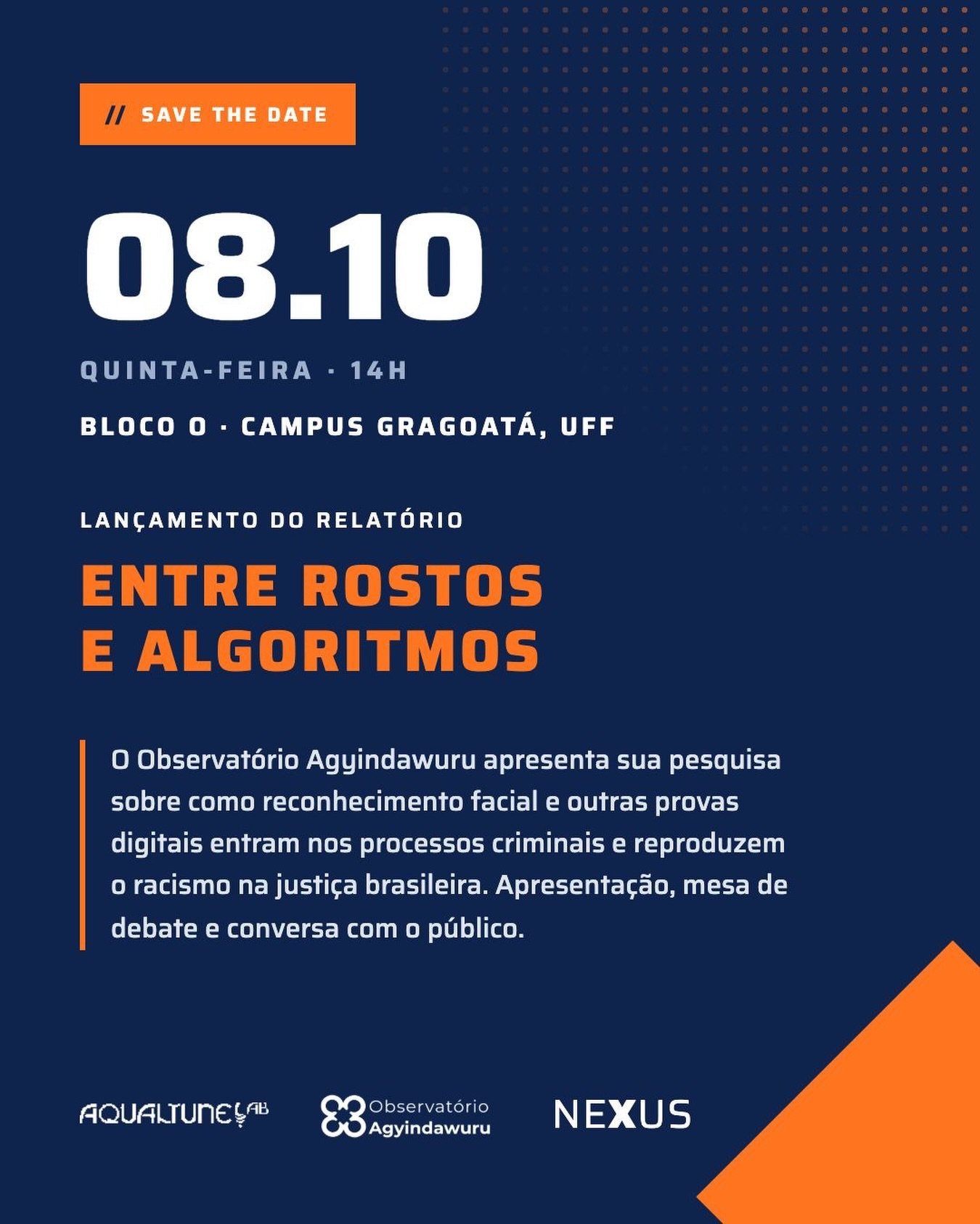 Card do relatório "Entre Rostos e Algoritmos: Provas Digitais e Racismo na Justiça Brasileira", do Observatório Agyindawuru